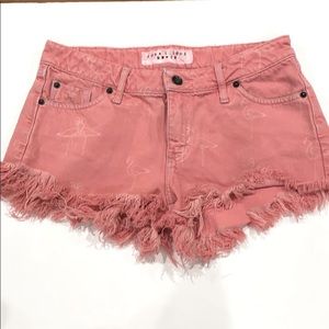 John L Cook Denim Cutoffs Pink Flamingos 44